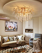 Teardrop Branch Brass Round Flushmount by Bling Lighting Studio