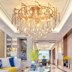 Teardrop Branch Brass Round Flushmount by Bling Lighting Studio