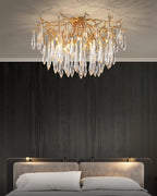 Teardrop Branch Brass Round Flushmount by Bling Lighting Studio