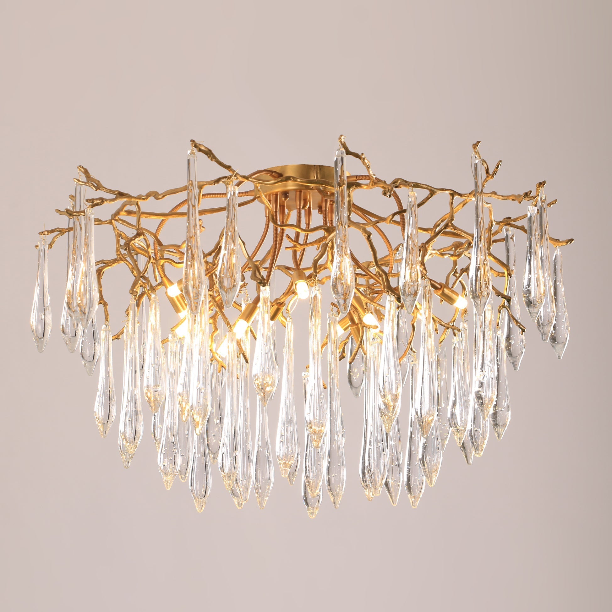Teardrop Branch Brass Round Flushmount by Bling Lighting Studio