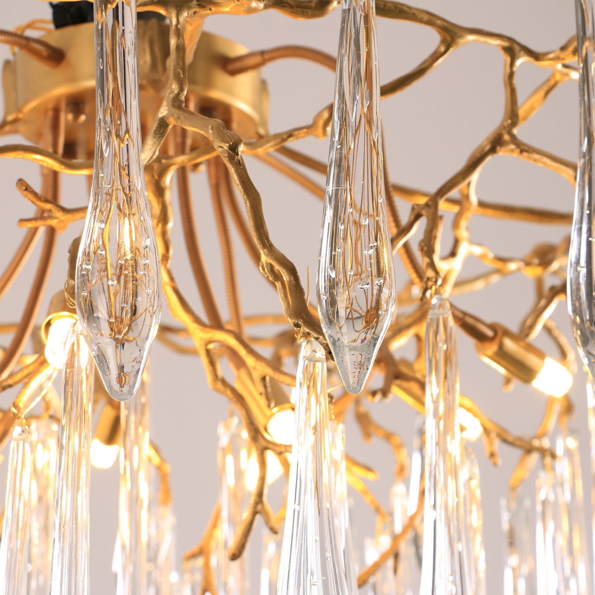 Teardrop Branch Brass Round Flushmount by Bling Lighting Studio