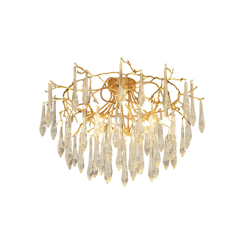 Teardrop Branch Brass Round Flushmount by Bling Lighting Studio