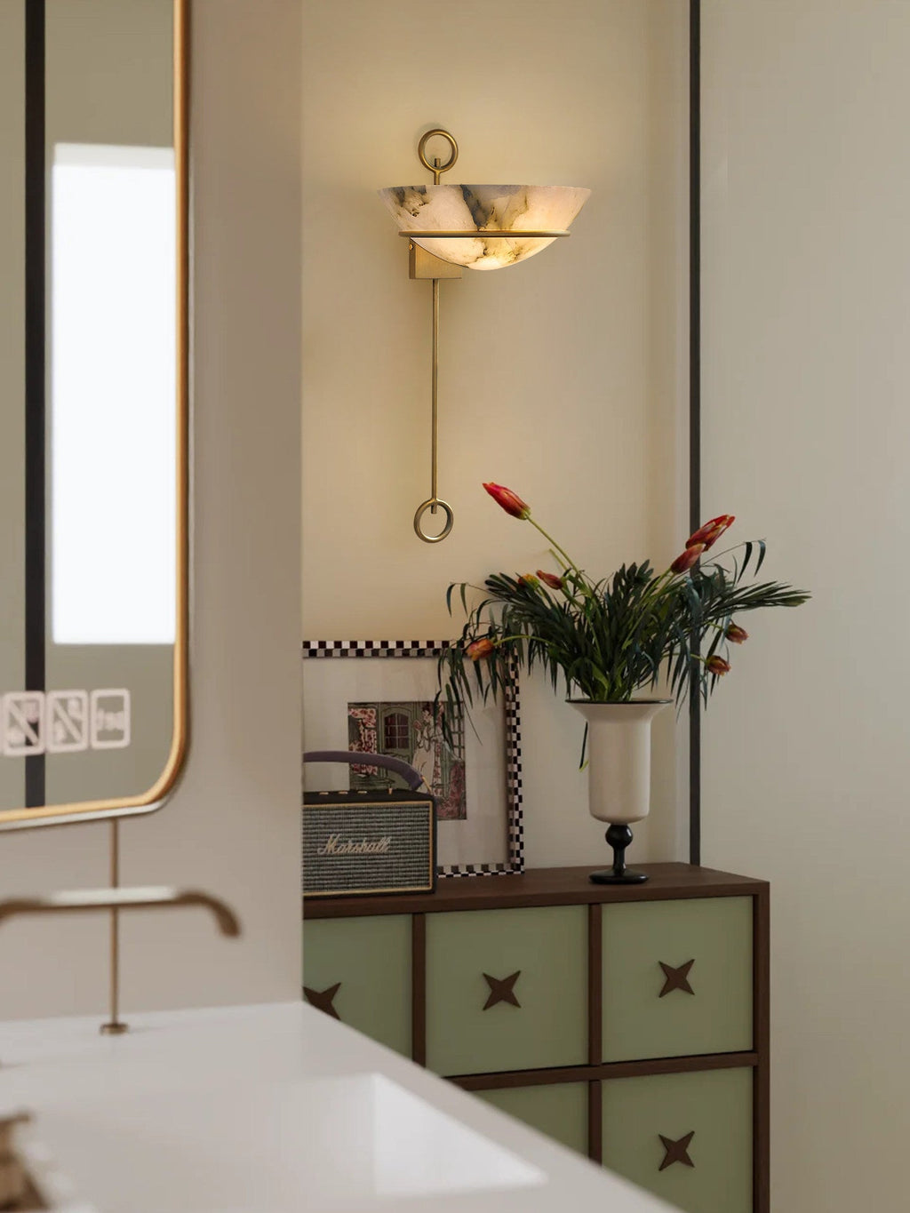 Tether Alabaster Wall Light by Bling Lighting Studio