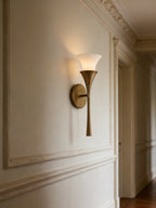Antique Brass Double Cone Glass Wall Sconce