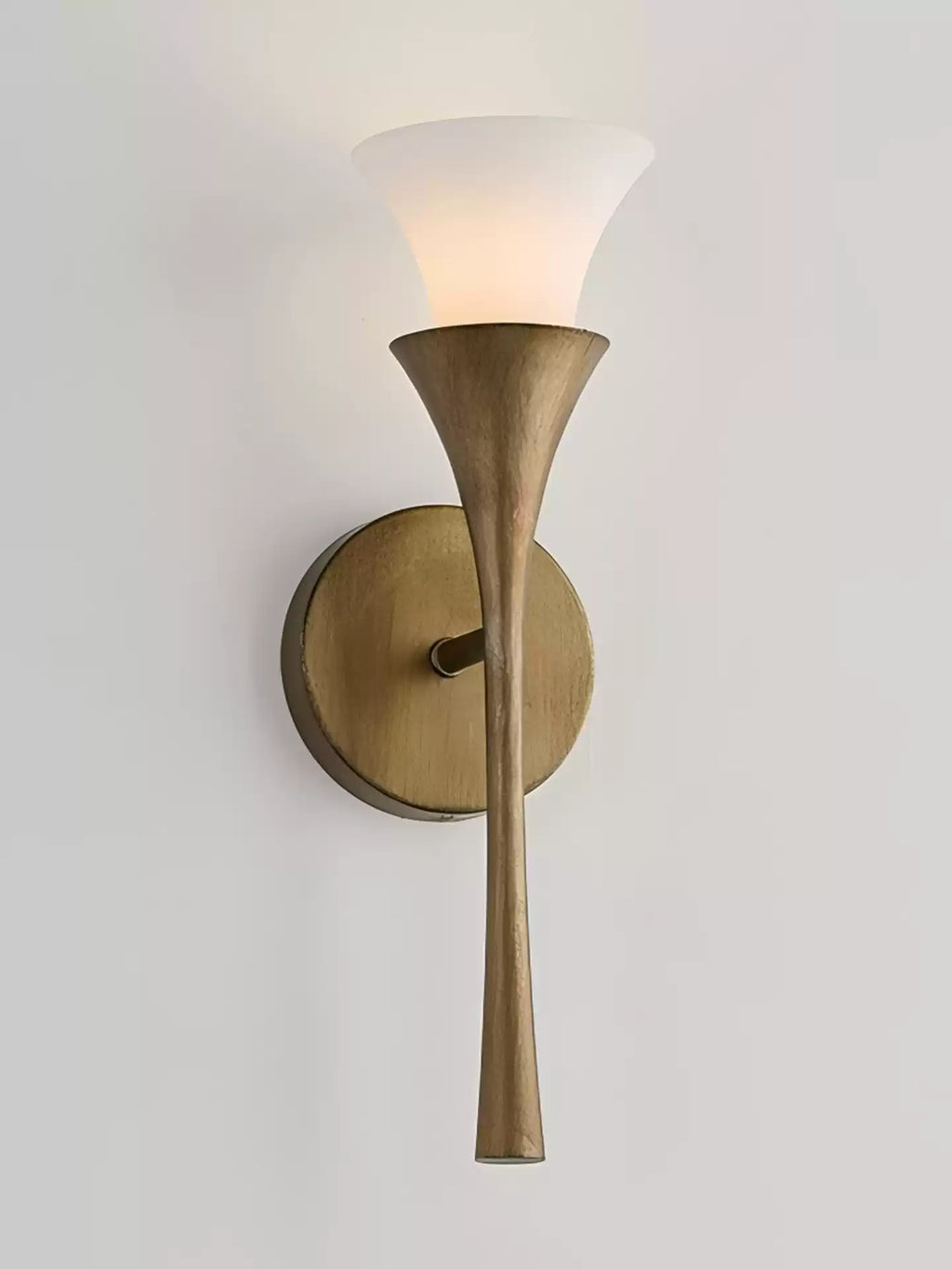 Antique Brass Double Cone Glass Wall Sconce