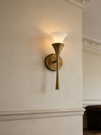 Antique Brass Double Cone Glass Wall Sconce