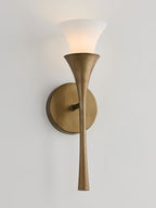 Antique Brass Double Cone Glass Wall Sconce