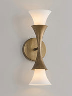 Antique Brass Double Cone Glass Wall Sconce