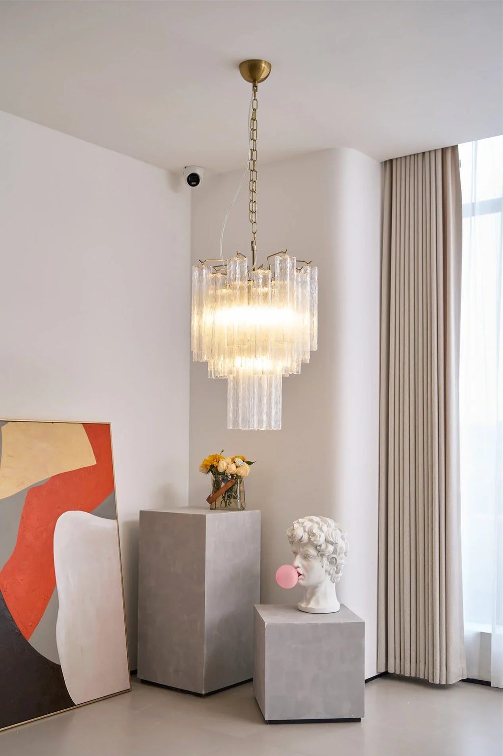 Transparent Murano Glass Tube Chandelier additional product view