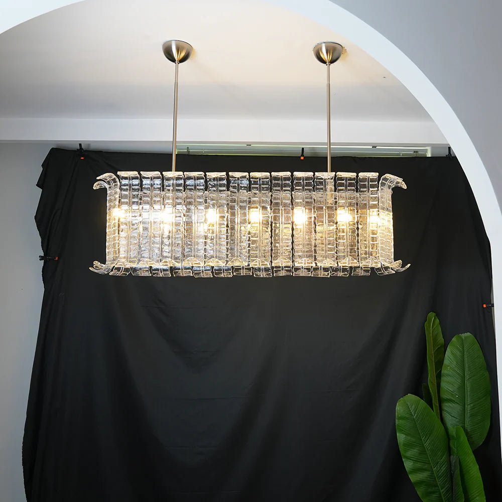 Transparent Murano Leaf Shaped Chandelier material and finish detail
