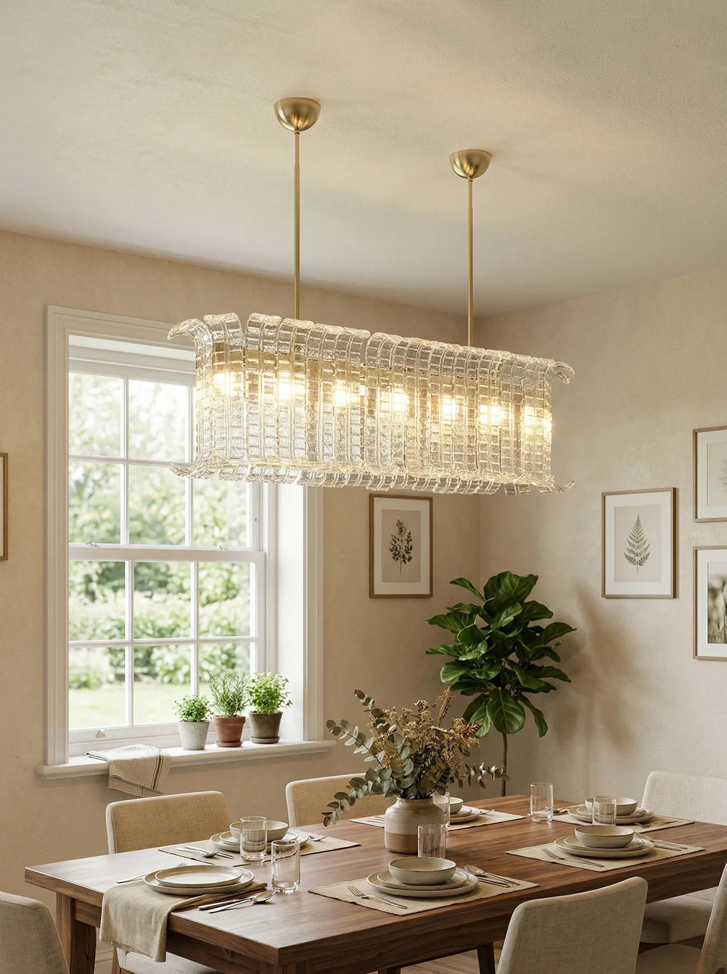 Transparent Murano Leaf Shaped Chandelier detail view