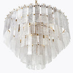 Transparent Ridged Glass Rectangle Chandelier material and finish detail