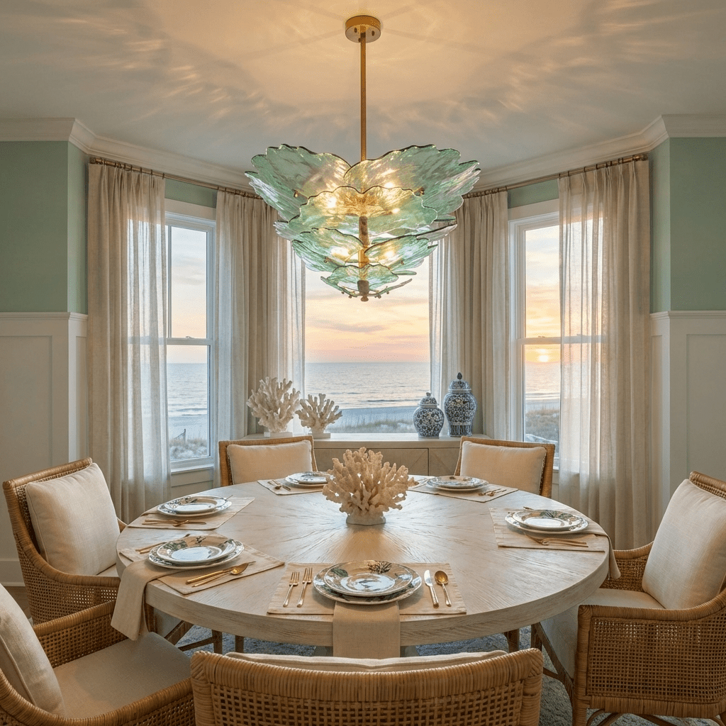 Verdant Petal Murano Glass Chandelier