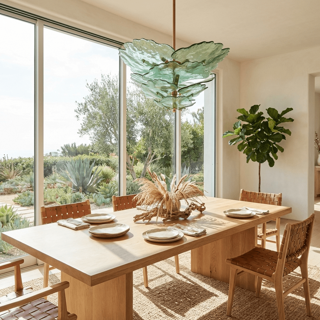 Verdant Petal Murano Glass Chandelier