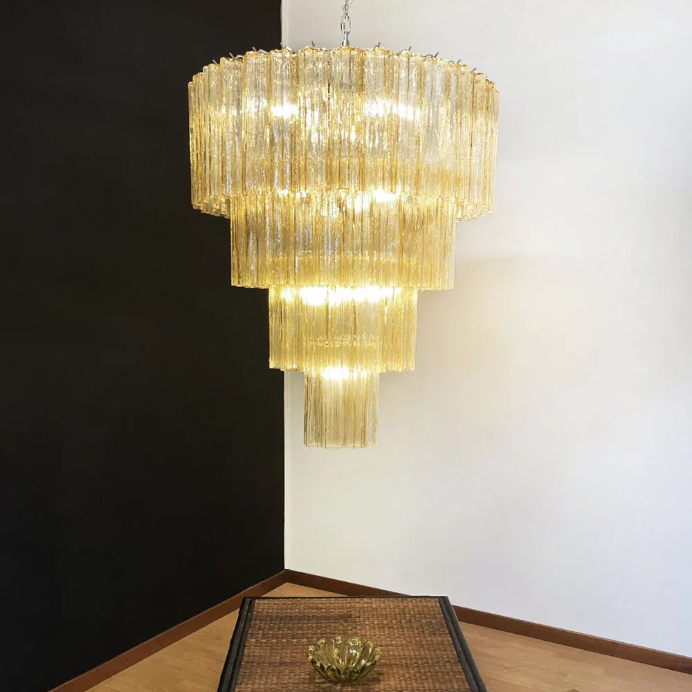 Vintage Murano Amber Glass Chandelier detail view