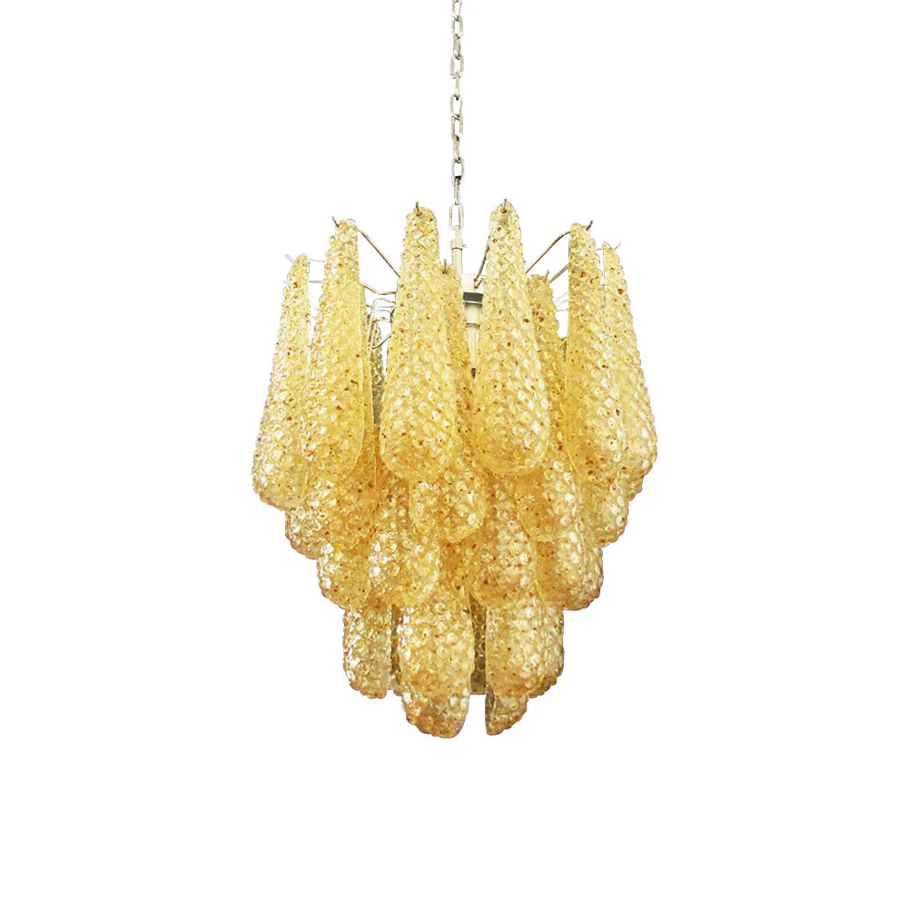 Vintage Murano Amber Glass Petals Chandelier product image
