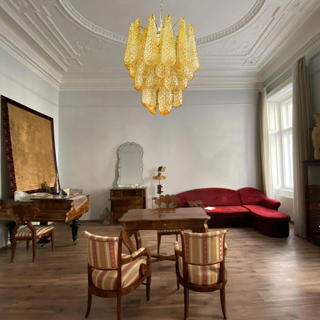 Vintage Murano Amber Glass Petals Chandelier product image