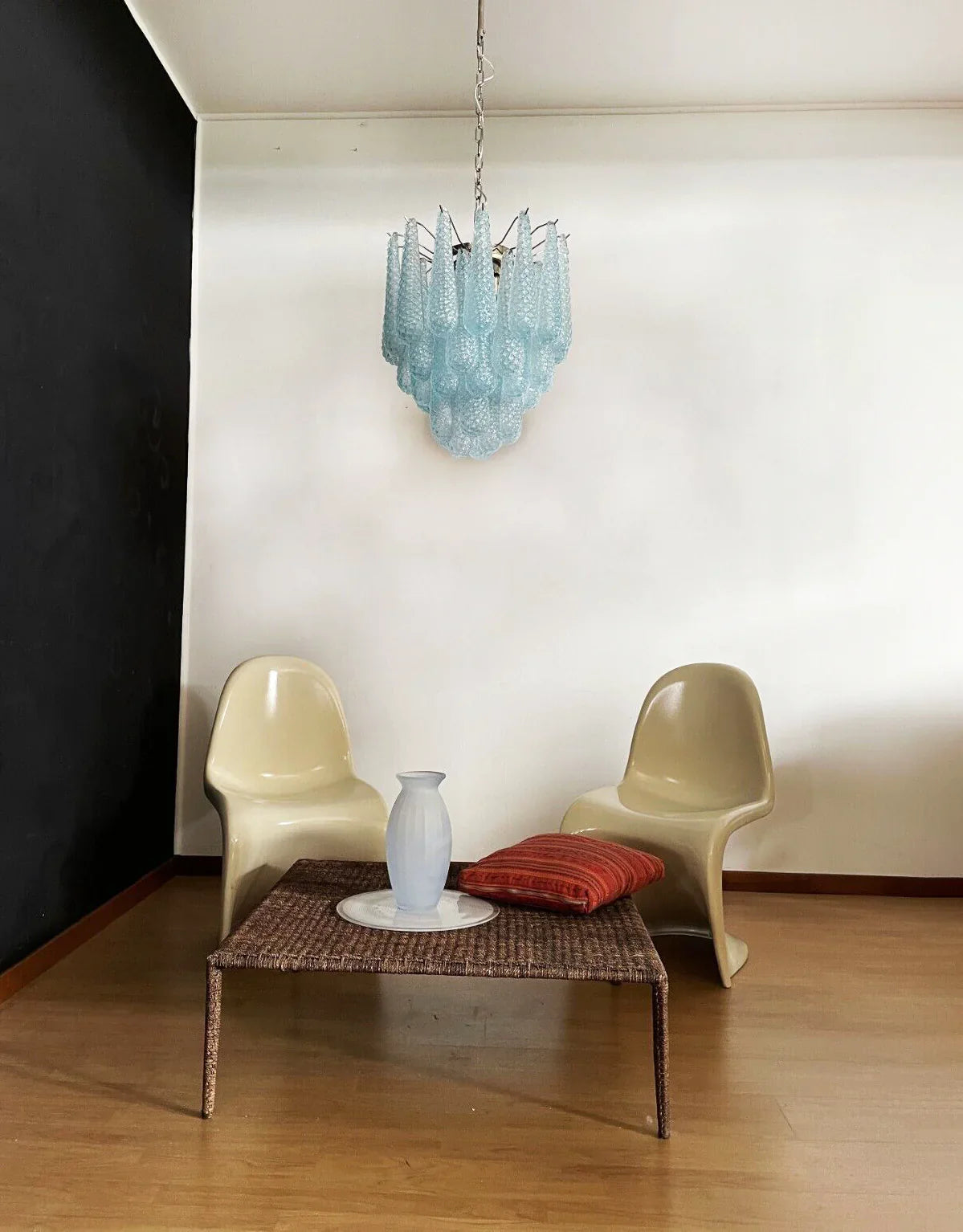 Vintage Murano Blue Glass Petals Chandelier additional product view
