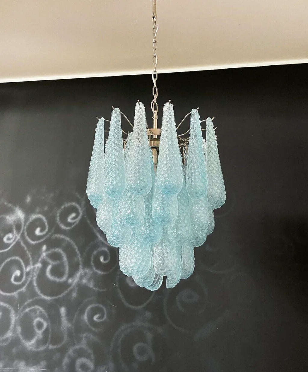 Vintage Murano Blue Glass Petals Chandelier product image