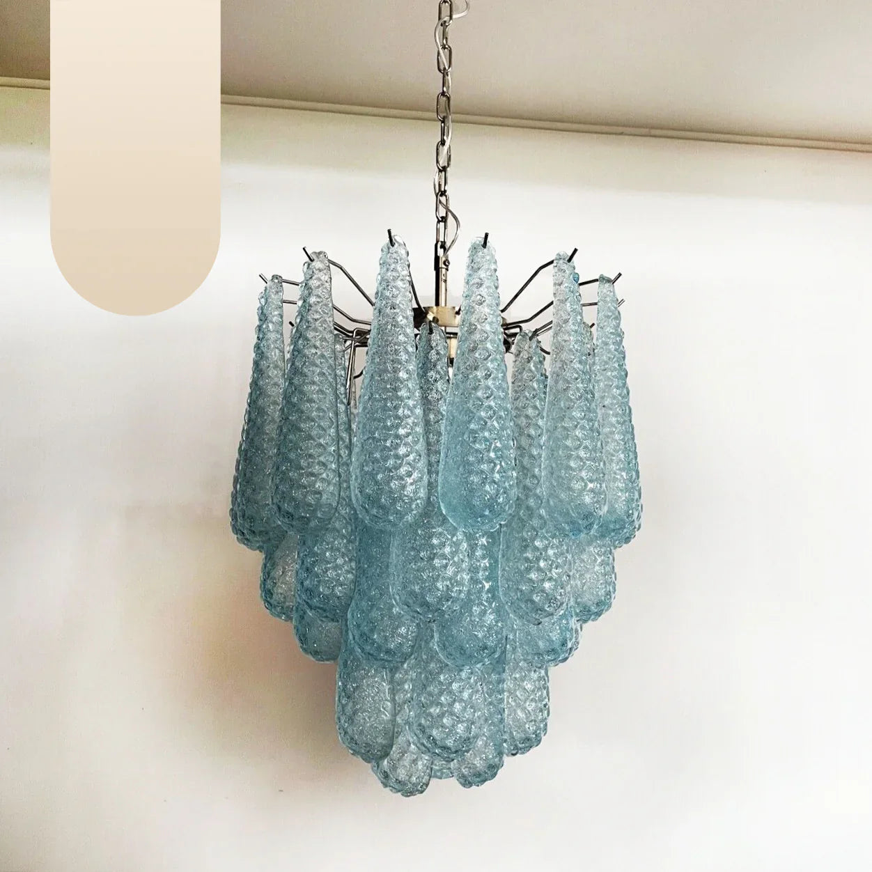 Vintage Murano Blue Glass Petals Chandelier product image