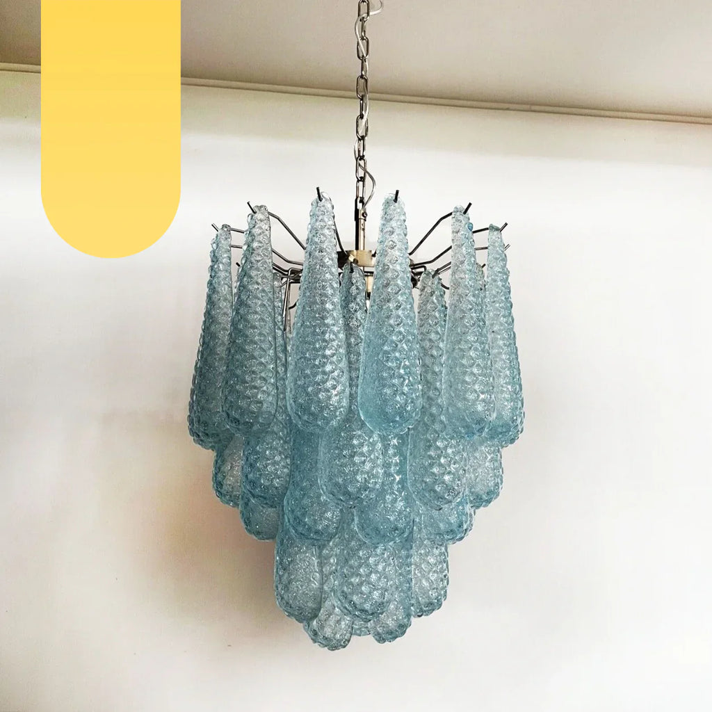 Vintage Murano Blue Glass Petals Chandelier product image