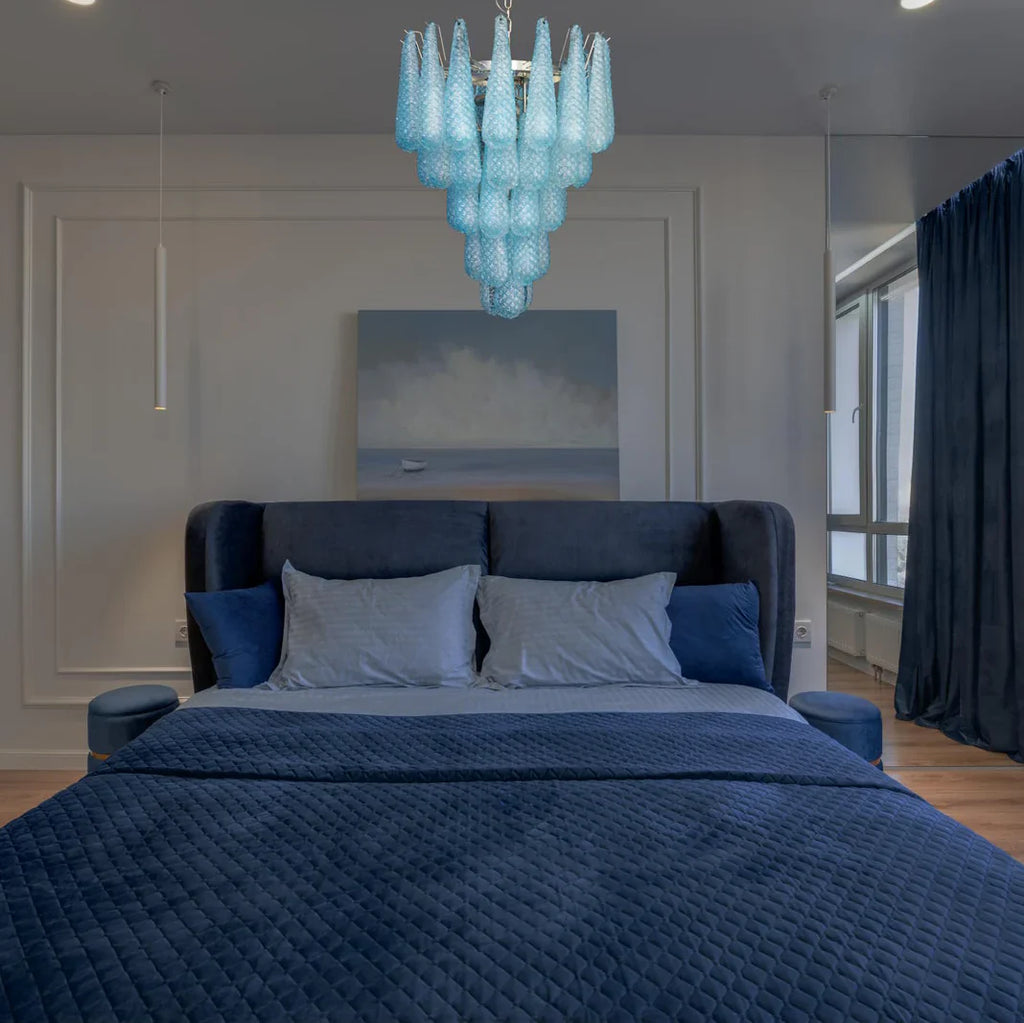 Vintage Murano Blue Petals Drop Glass Chandelier product image