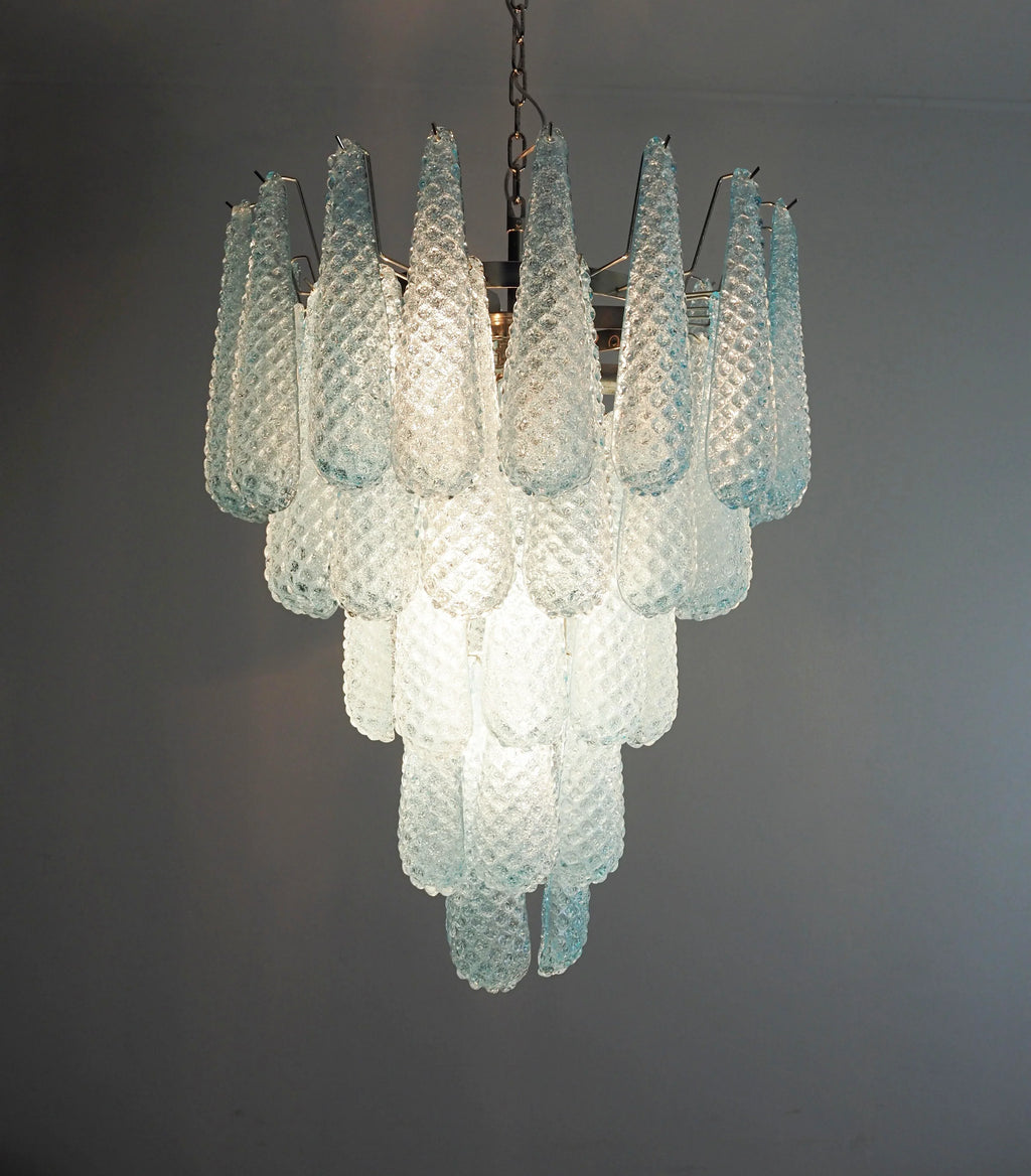 Vintage Murano Blue Petals Drop Glass Chandelier product image
