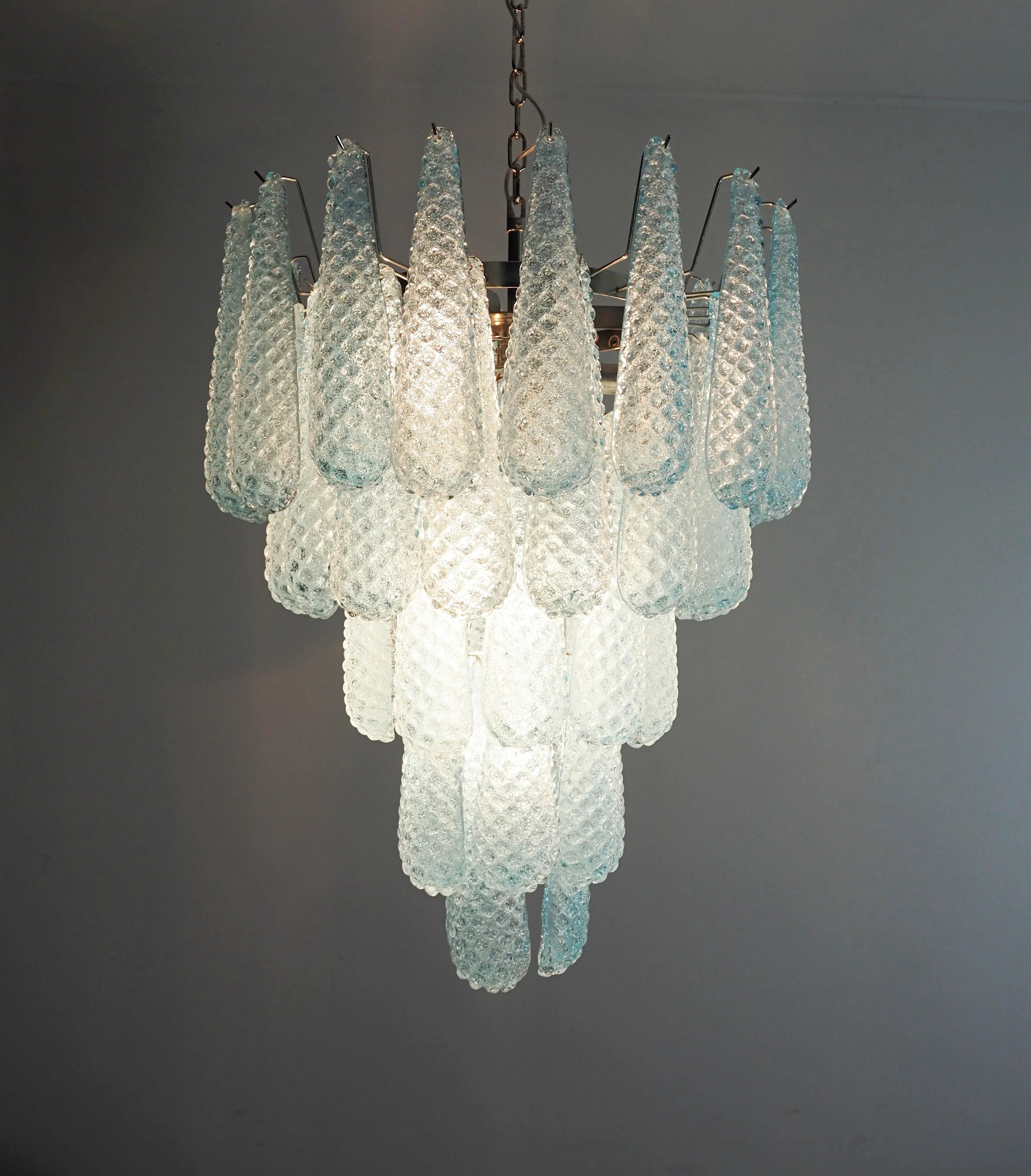 Vintage Murano Blue Petals Drop Glass Chandelier product image