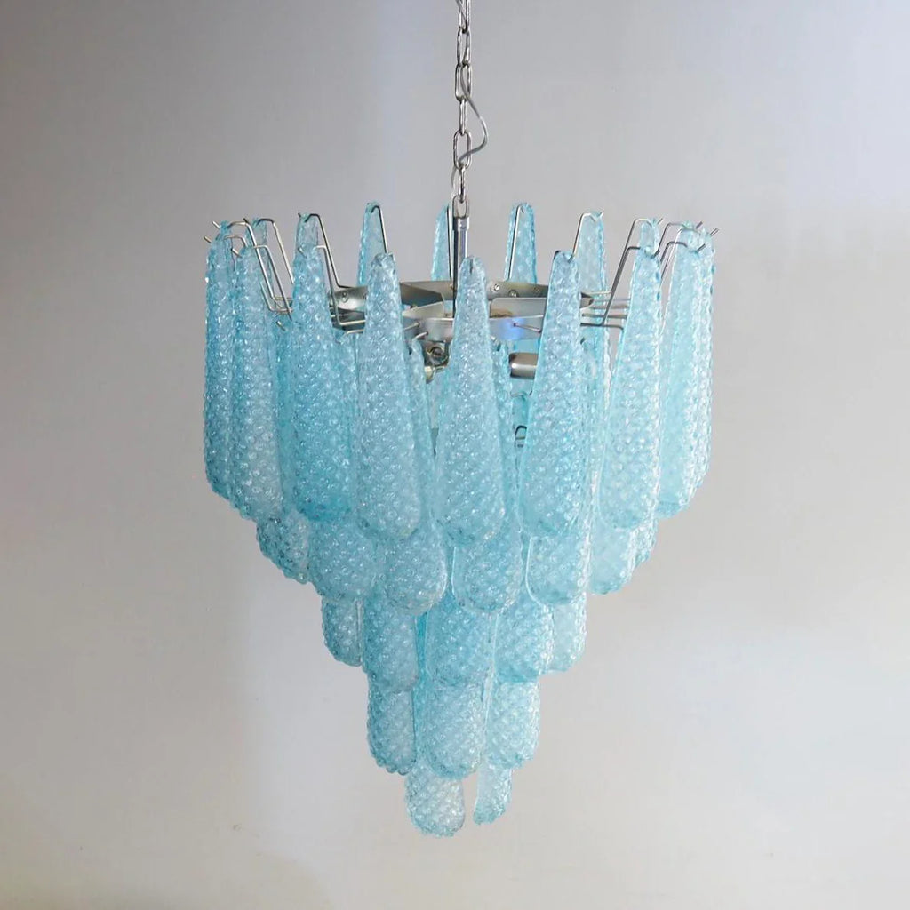 Vintage Murano Blue Petals Drop Glass Chandelier product image
