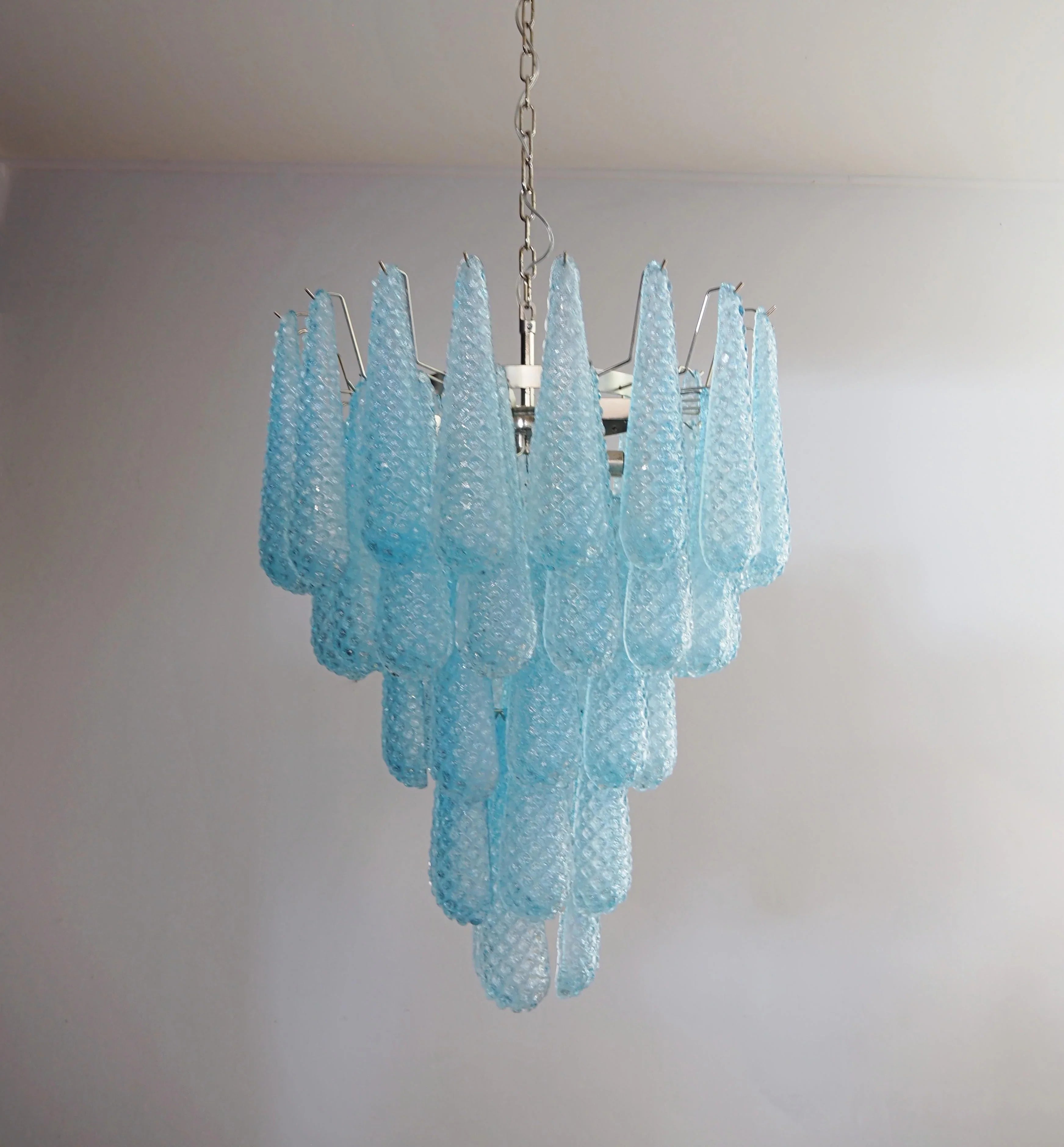 Vintage Murano Blue Petals Drop Glass Chandelier product image