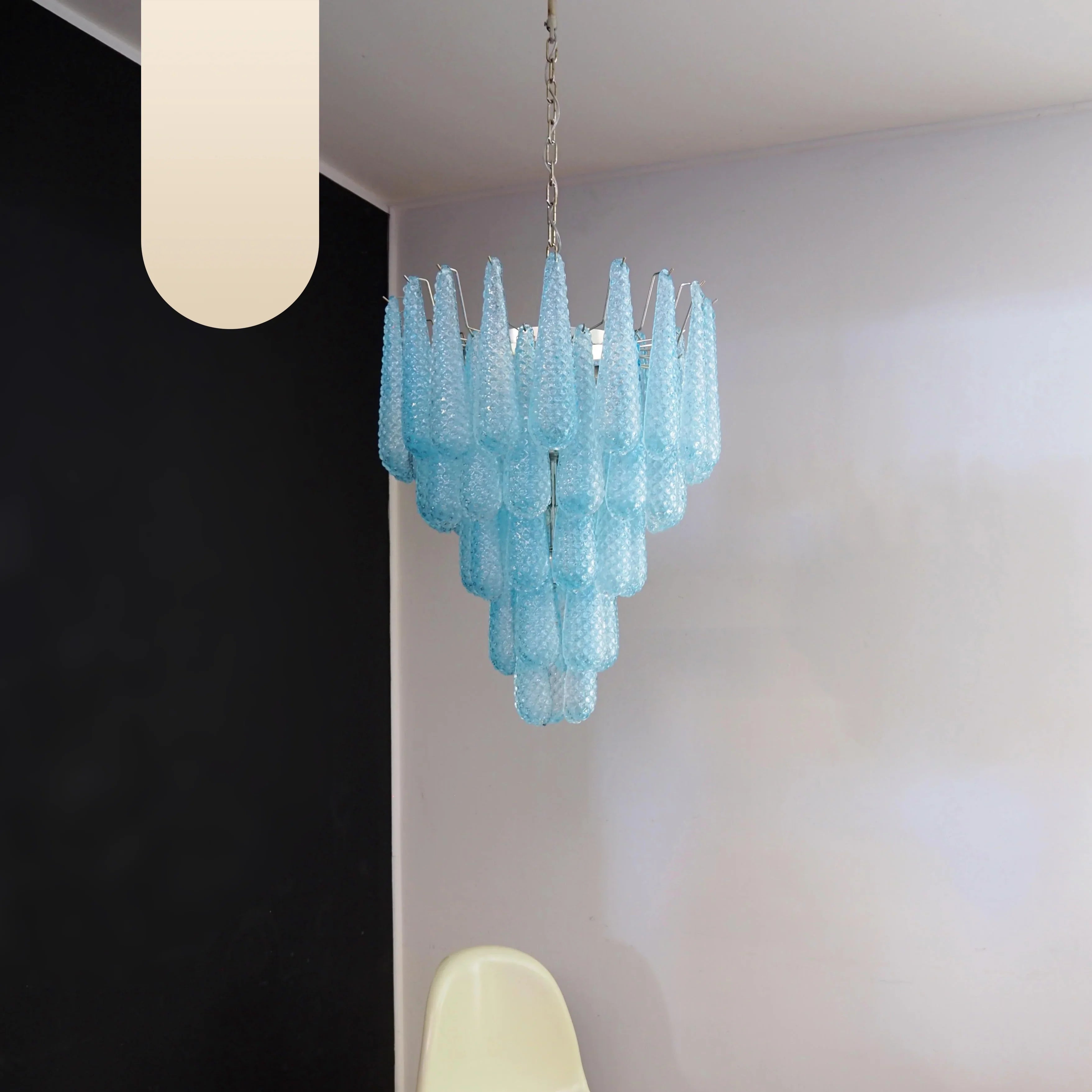 Vintage Murano Blue Petals Drop Glass Chandelier product image
