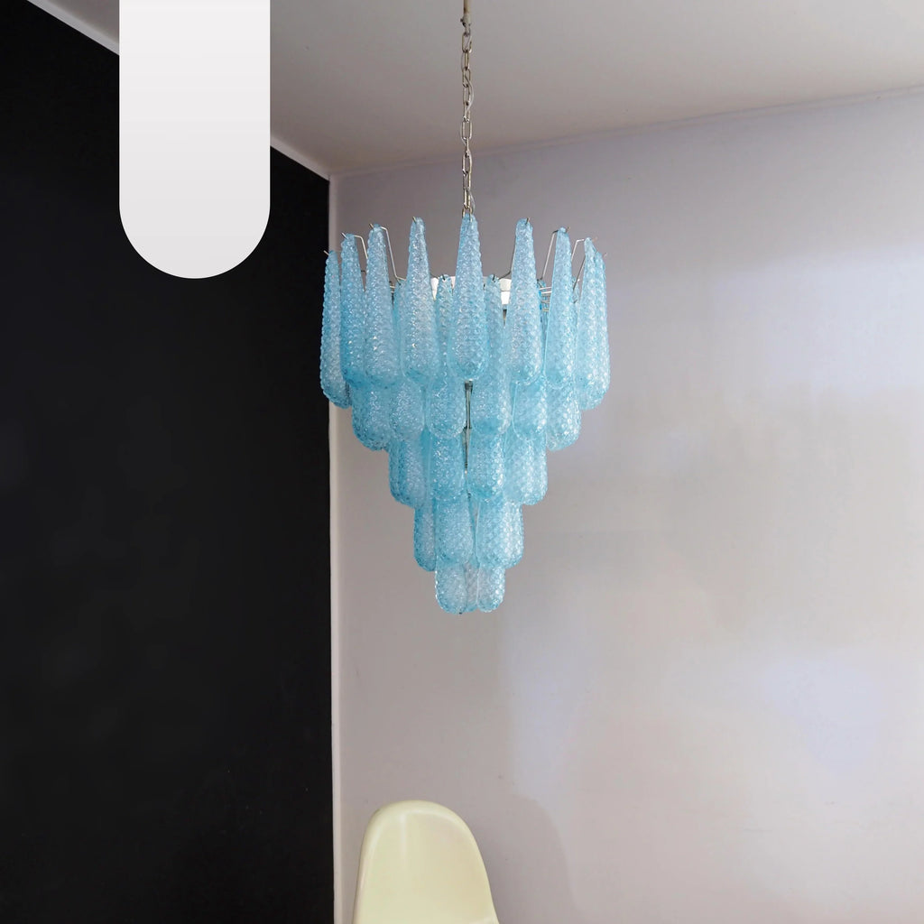 Vintage Murano Blue Petals Drop Glass Chandelier product image