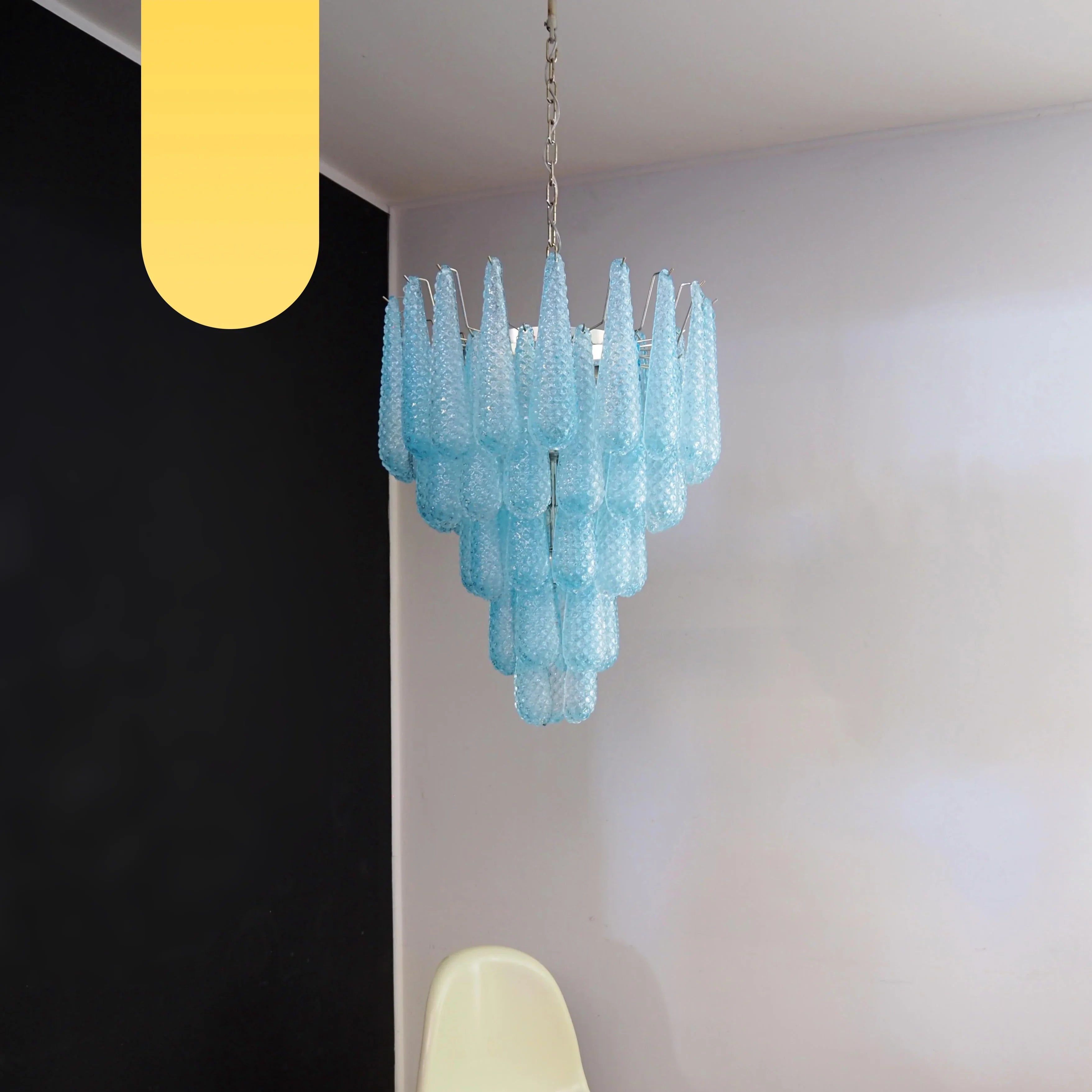 Vintage Murano Blue Petals Drop Glass Chandelier product image