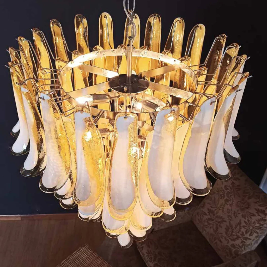 Vintage Murano Caramel Glass Petals Chandelier product image