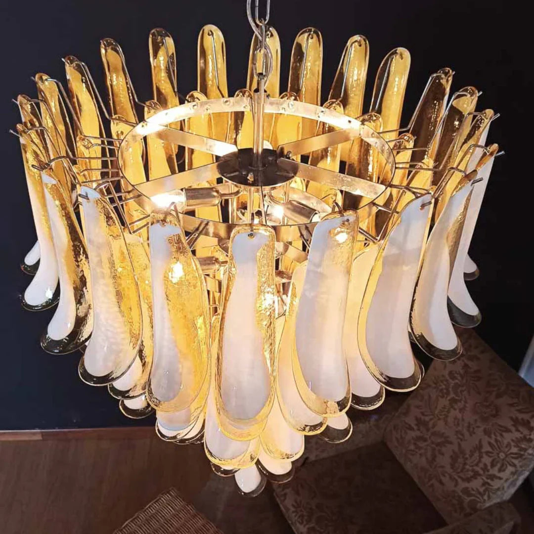 Vintage Murano Caramel Glass Petals Chandelier product image