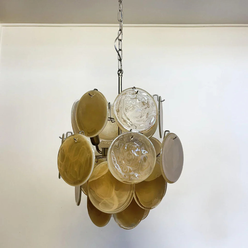 Vintage Murano Gold Glass Disks Chandelier product image