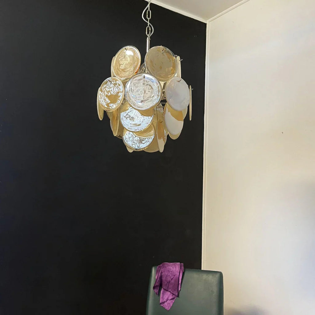 Vintage Murano Gold Glass Disks Chandelier product image