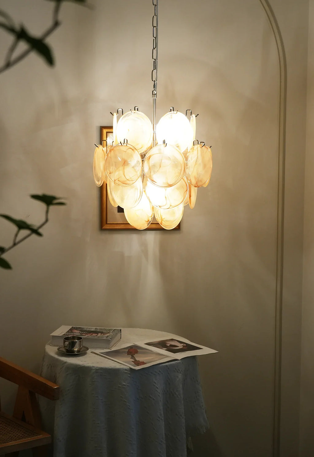 Vintage Murano Gold Glass Disks Chandelier product image