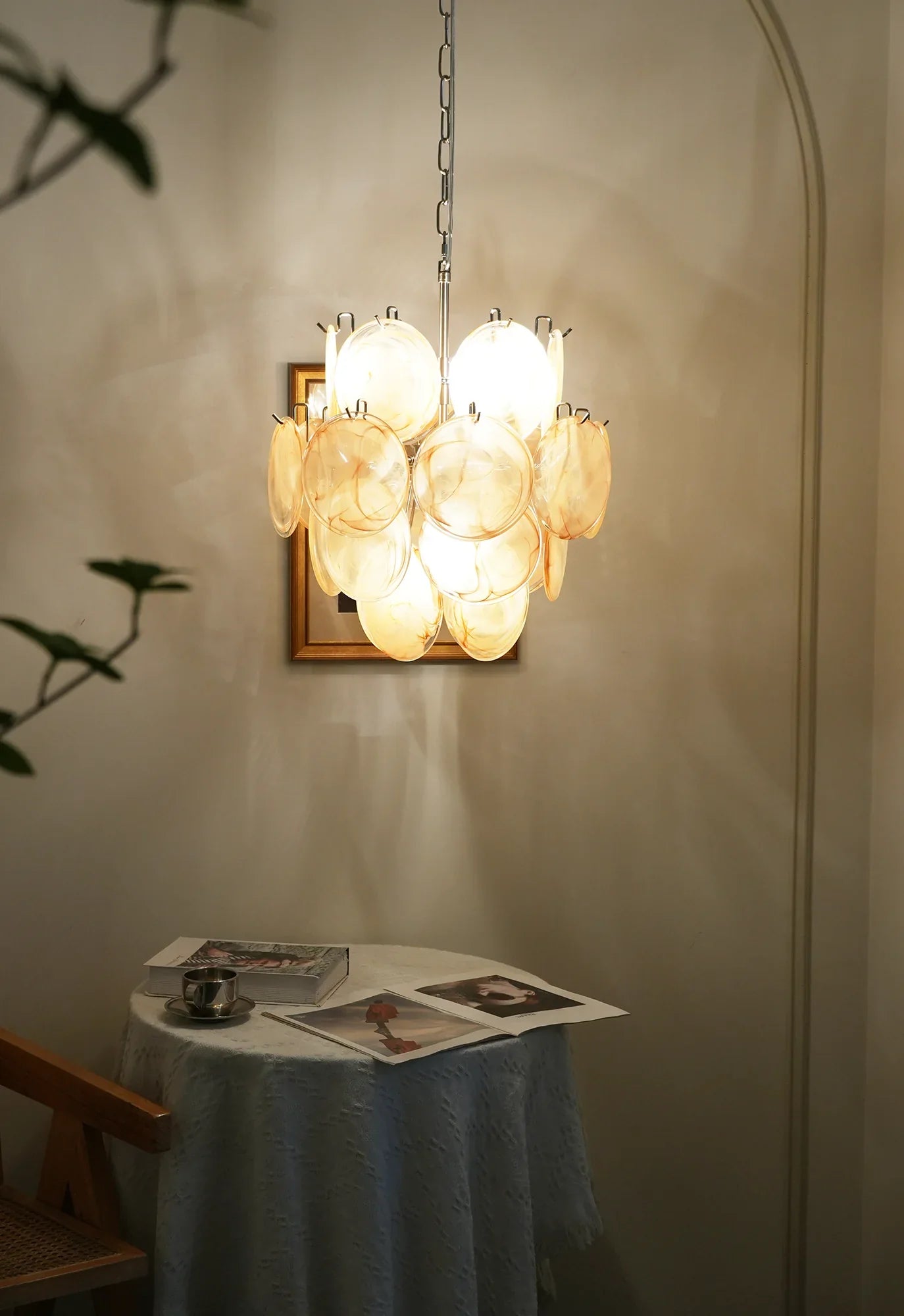 Vintage Murano Gold Glass Disks Chandelier product image