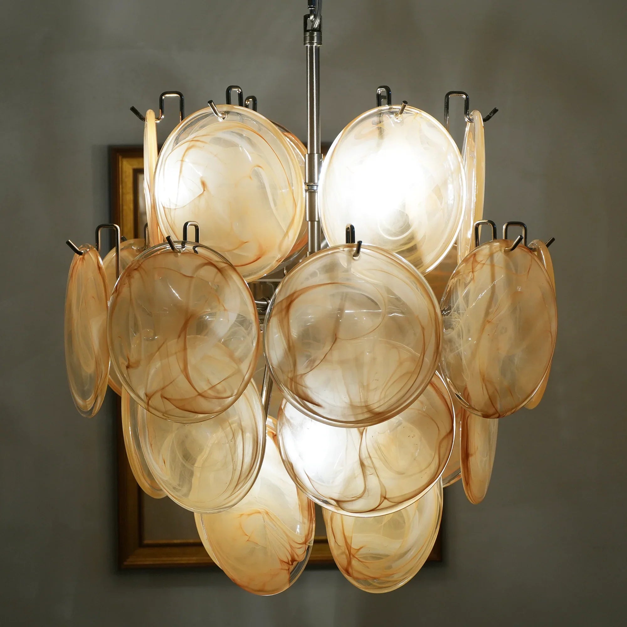 Vintage Murano Gold Glass Disks Chandelier product image