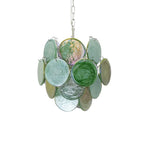 Vintage Murano Green Glass Disks Chandelier by Bling Lighting Studio