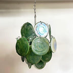 Vintage Murano Green Glass Disks Chandelier product image
