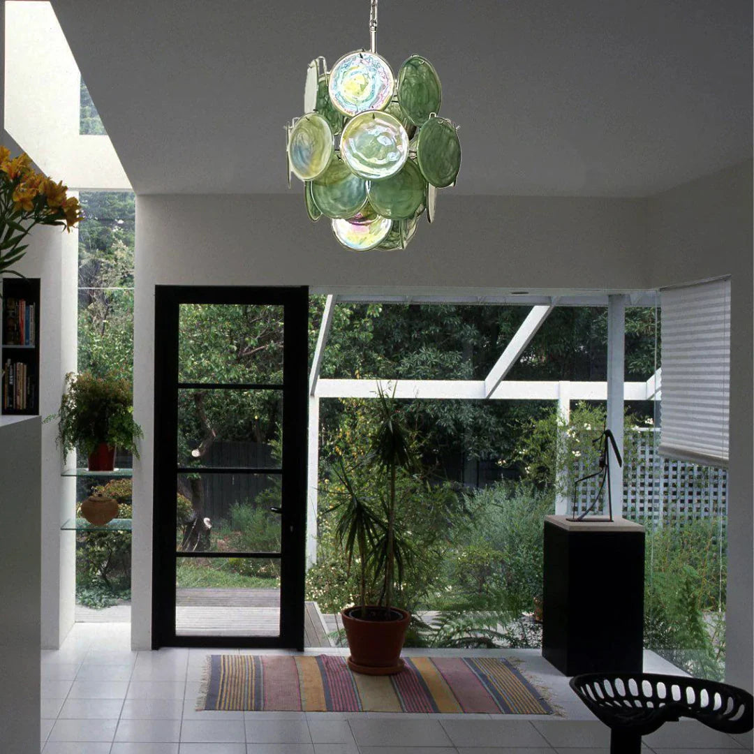 Vintage Murano Green Glass Disks Chandelier product image