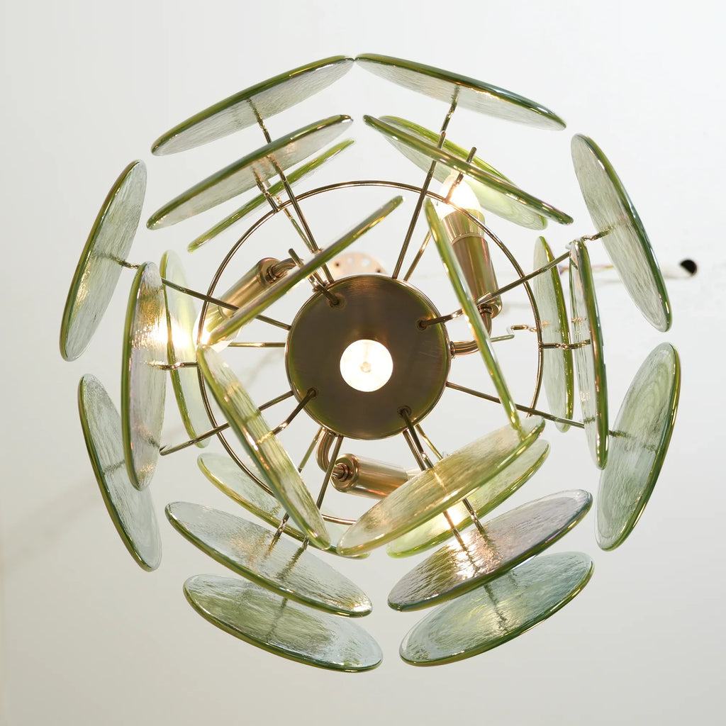 Vintage Murano Green Glass Disks Chandelier product image