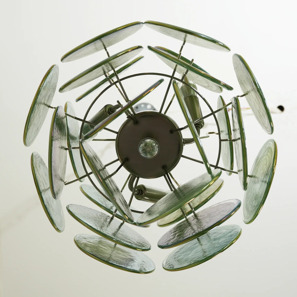Vintage Murano Green Glass Disks Chandelier product image