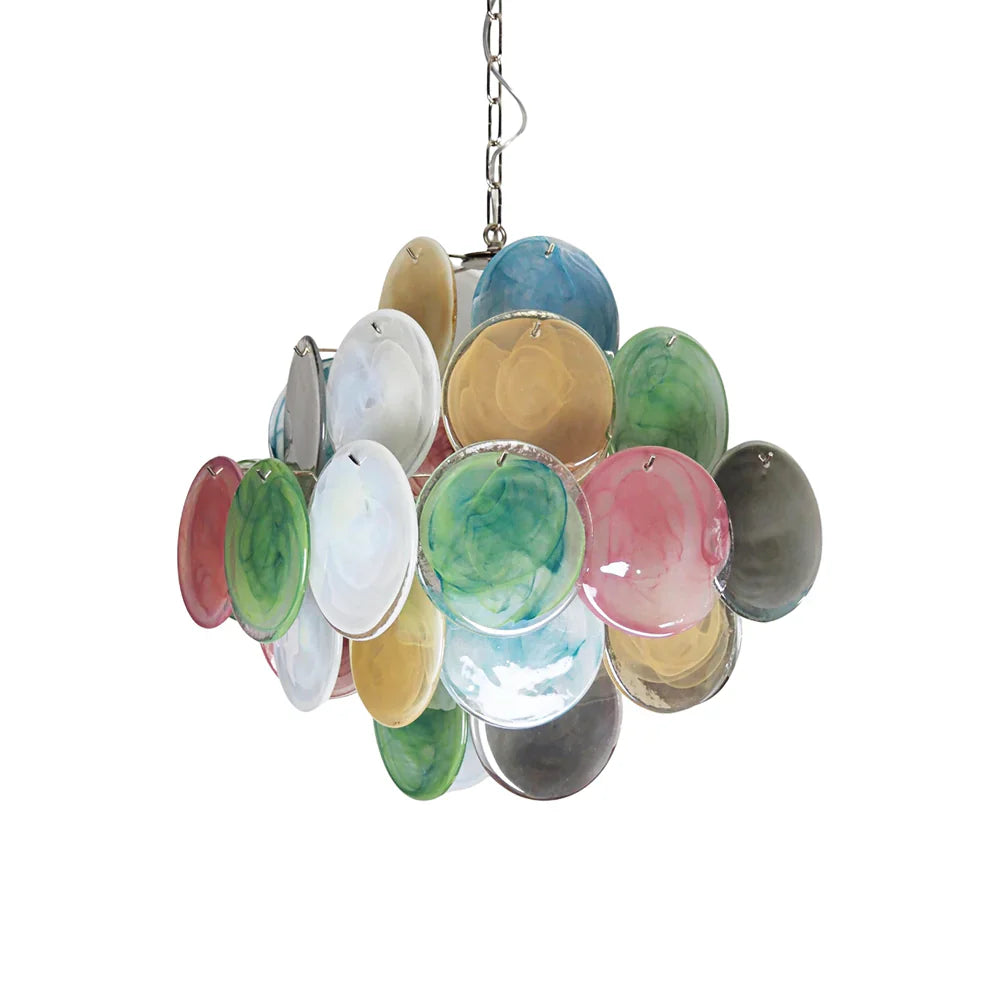 Vintage Murano Multicolored Disks Chandelier by Bling Lighting Studio