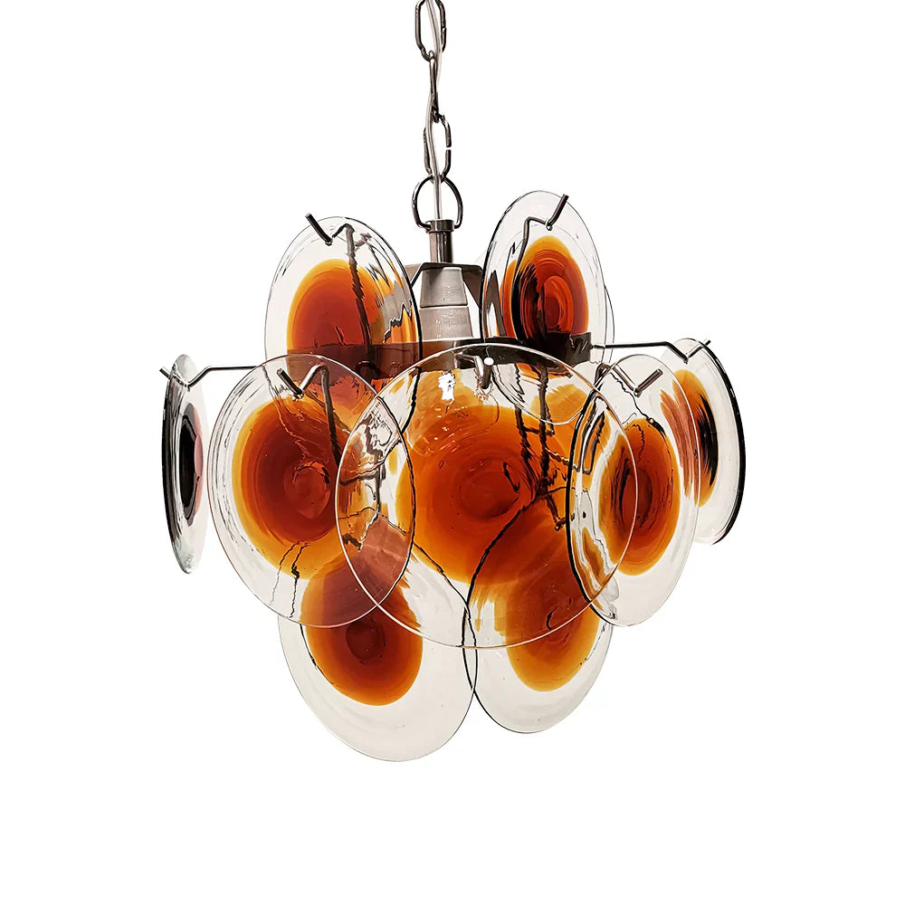 Vintage Murano Orange Brown Chandelier by Bling Lighting Studio