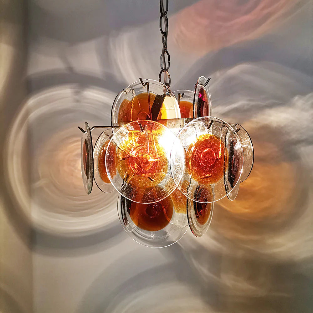 Vintage Murano Orange Brown Chandelier detail view