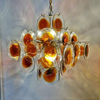 Vintage Murano Orange Brown Transparent Disc Chandelier product image