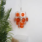 Vintage Murano Orange Transparent Disc Chandelier product image